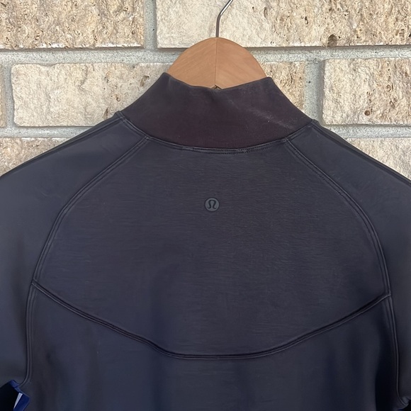 Lululemon track jacket. Cropped. Black with navy and white stripes. - Picture 2 of 5